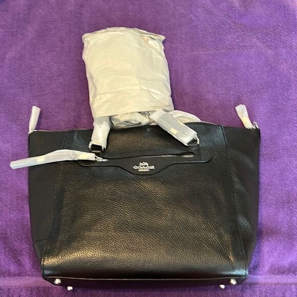 COACH NWT gorgeous black pebble leather crossbody handbag - Picture 2 of 11